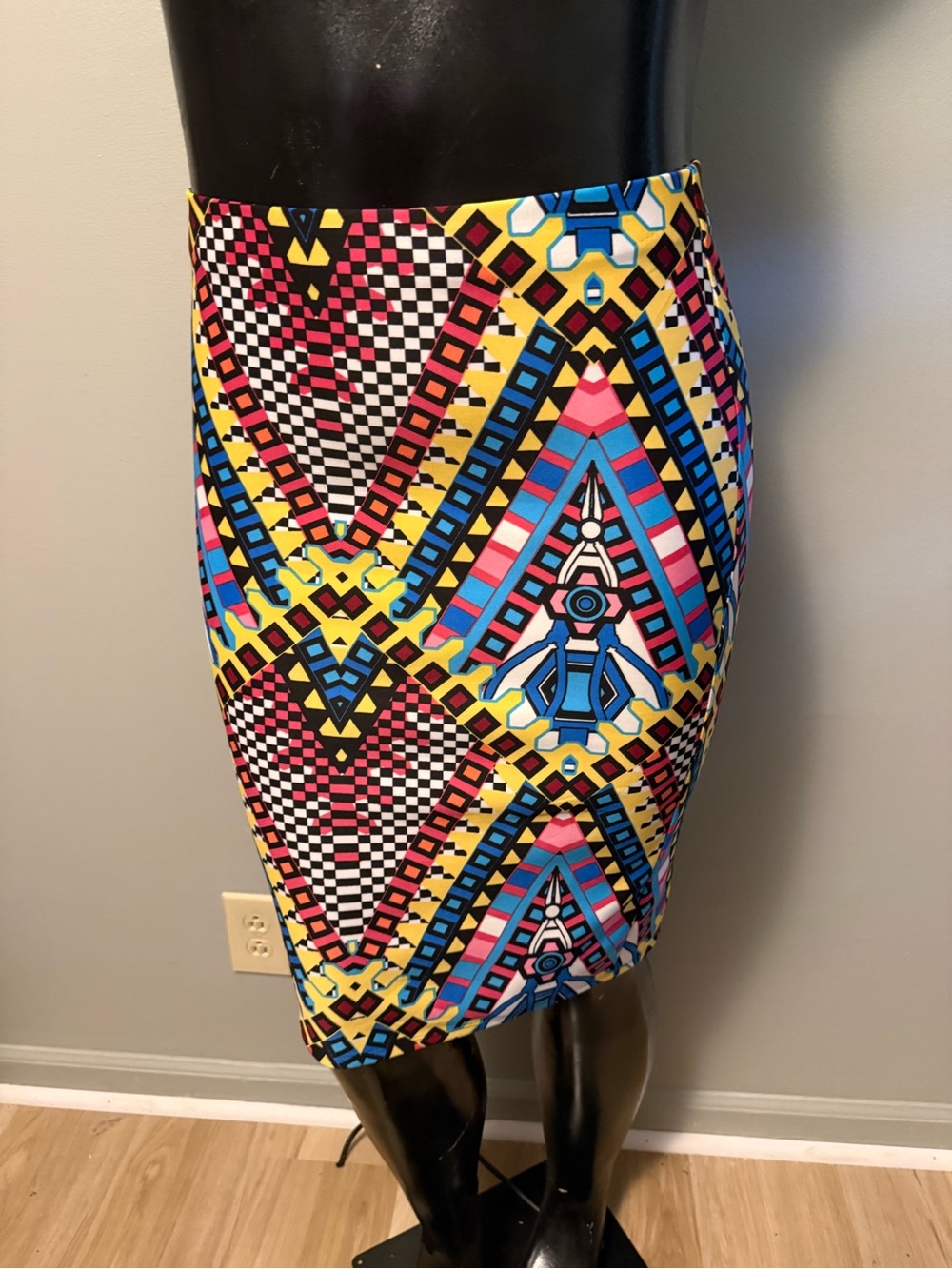 High Waist Geometric Print Pencil Skirt